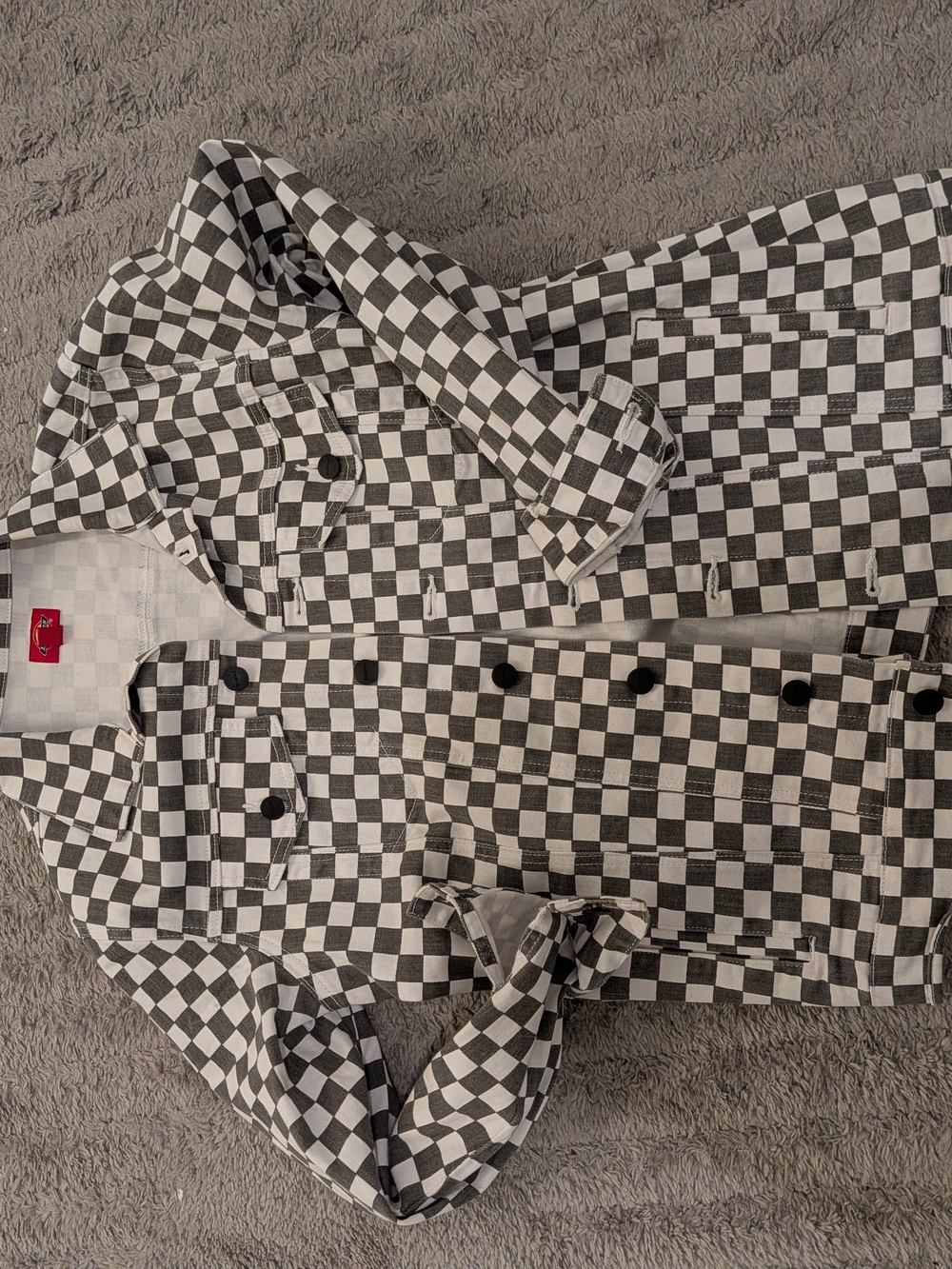 Dickies Black and White Checkerboard Button-Down Shirt